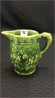 Green Floral Decorated Stoneware Pitcher