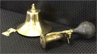 Lot of 2 Including Brass Wall Hanging Bell