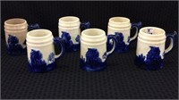 6 Blue & White Old Sleepy Eye Mugs