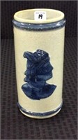 Old Sleepy Eye Blue & Gray 8 1/2 Inch Cattail Vase