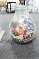 GLASS JAR WITH MATCHBOOK COLLECTION JAR IS 16"