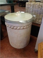 Brown side table with glass top