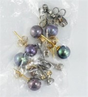 Three pairs of pearl earrings with 14ct fittings