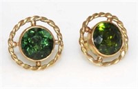 Pair of 9ct gold and tourmaline stud earrings