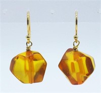 Facetted Baltic amber bead earrings