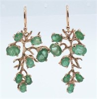 Silver and Columbian emerald earrings