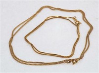 Two fine gold box link chains