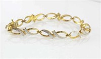 9ct two tone gold and diamond figure of 8 bracelet