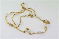 9ct yellow gold and solid opal bead necklace