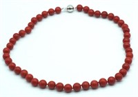 Natural Italian red coral bead necklace