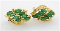 14ct yellow gold and emerald earrings