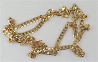 Long 9ct yellow gold flat link necklace