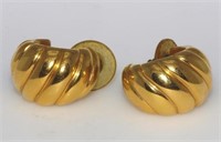 Pair of 18ct yellow gold hoop earrings