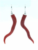 Italian red coral branch earrings