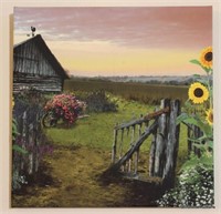 Framed Art - Farm with Sunflowers
