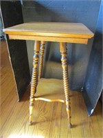 Antique Wooden Lamp Table w/Spool Legs-15" x 15"