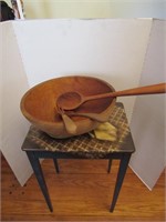 Butter Bowl w/3 Spoons(all wood), Sm. Side Table