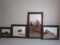 4 Framed Barn Pictures(2-17"x15", 1-13" x 11",