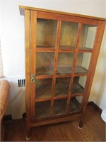 Antique Oak China Display Cabinet w/ 4 Shelves