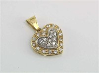 14ct yellow gold heart shaped diamond pendant
