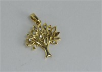 9ct yellow gold tree pendant