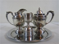 Mexican Sterling Silver-Sugar, Creamer, Egg Cup