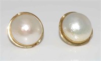Broome blister pearl and 9ct gold stud earrings
