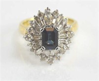 18ct yellow gold, sapphire and diamond ring