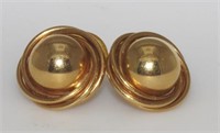 Pair of vintage 9ct gold semi-spherical earrings