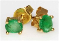 Pair of 9ct gold & emerald stud earrings