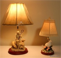 2 Pc Lot - Lamps with Figurines in Base
