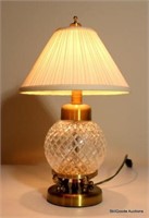 Crystal & Brass Base with Ivory Shade