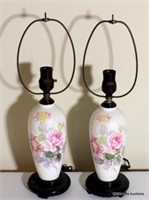 Pair of Lamps "Roses" - No Shades