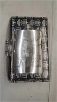 Flask with Etched Elk- English Pewter in Box