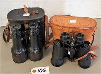 Antique Field Glasses with Leather Pouch