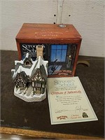 David Winter Cottages Scrooges School on box with