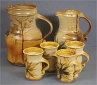 Six Maldon Australian studio pottery items