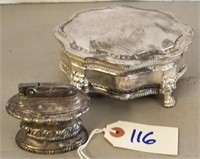 Silver Plate Jewelry Box & Ronson Lighter