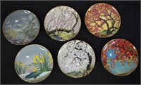 Six Japanese floral & bird display plates