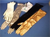 Four pairs vintage ladies evening gloves