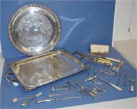 Two various silver plate serving trays