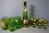 Vintage sets of Astrocolor green glasses