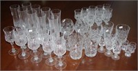 Forty seven assorted cut glass & crystal glasses