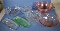 Five various glass serving bowls