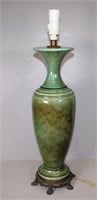 Vintage green ceramic tall table lamp