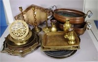 Quantity of Chinese brass dishes & plates