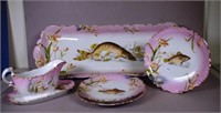 Five piece continental porcelain part fish service