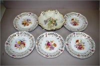 Set nine continental ceramic dessert plates