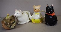 Four various novelty animal teapots