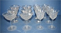 Twelve Bohemian crystal wine glasses